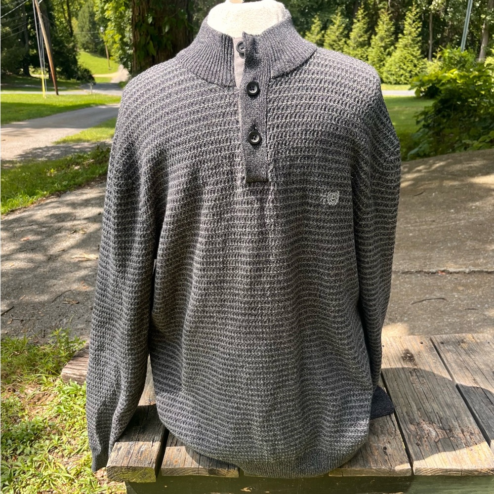 CHAPS VINTAGE MENS HENLEY SWEATER SIZE LARGE